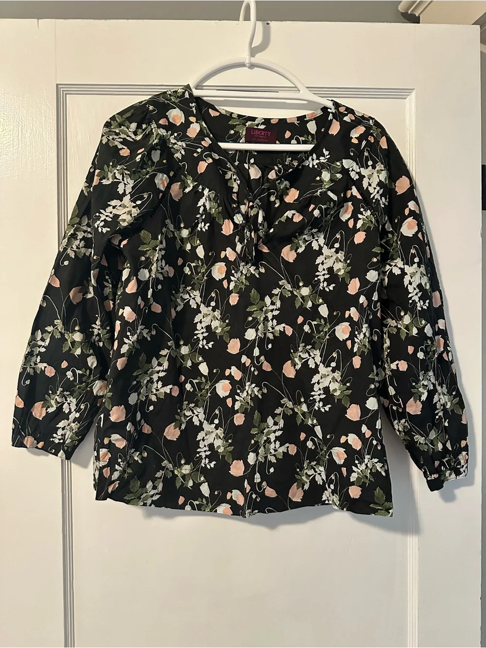 J. Crew Liberty Peasant Top blousevin Liberty Poppy Dream